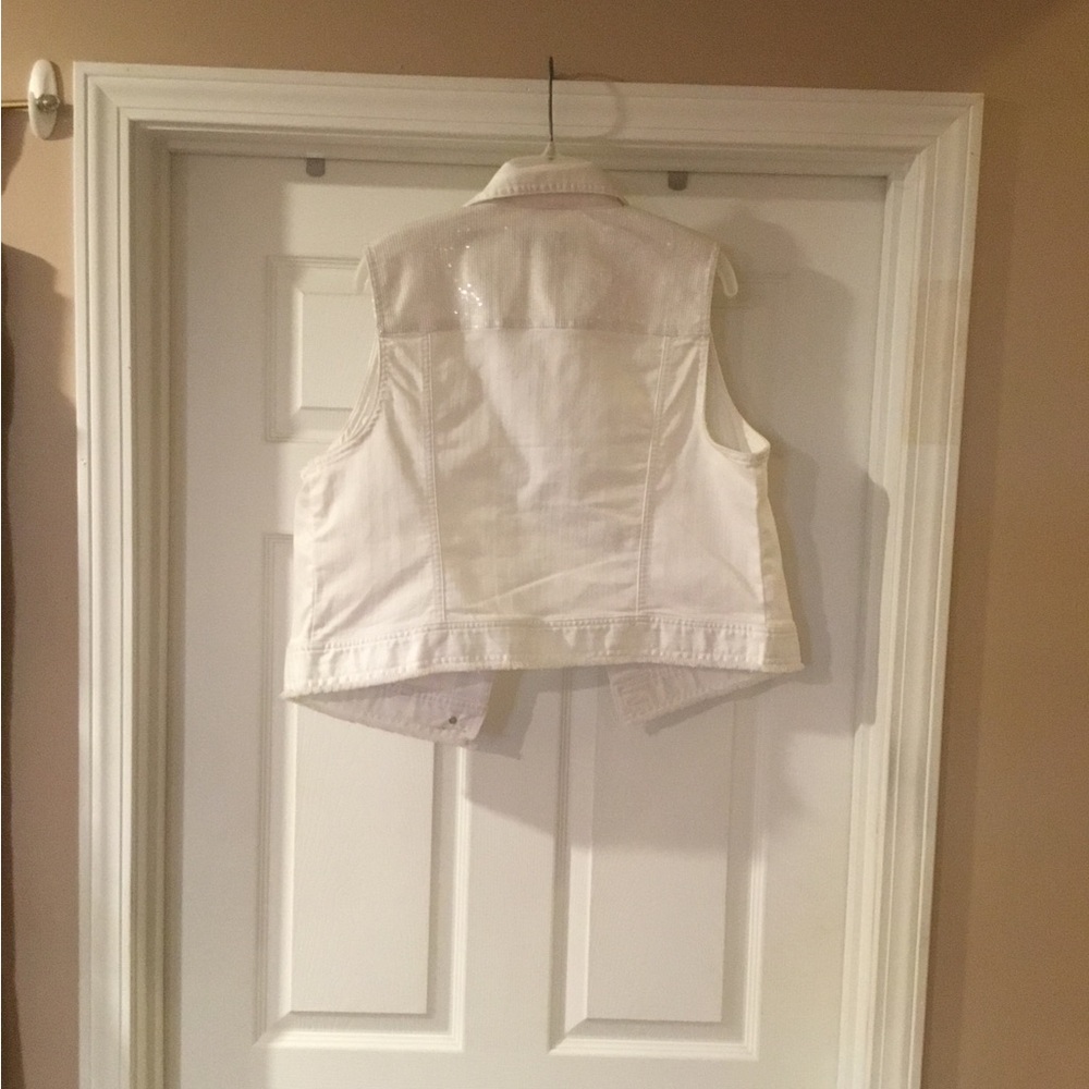 Chico's White Denim Vest with Sequin Accents - Picture 3 of 11